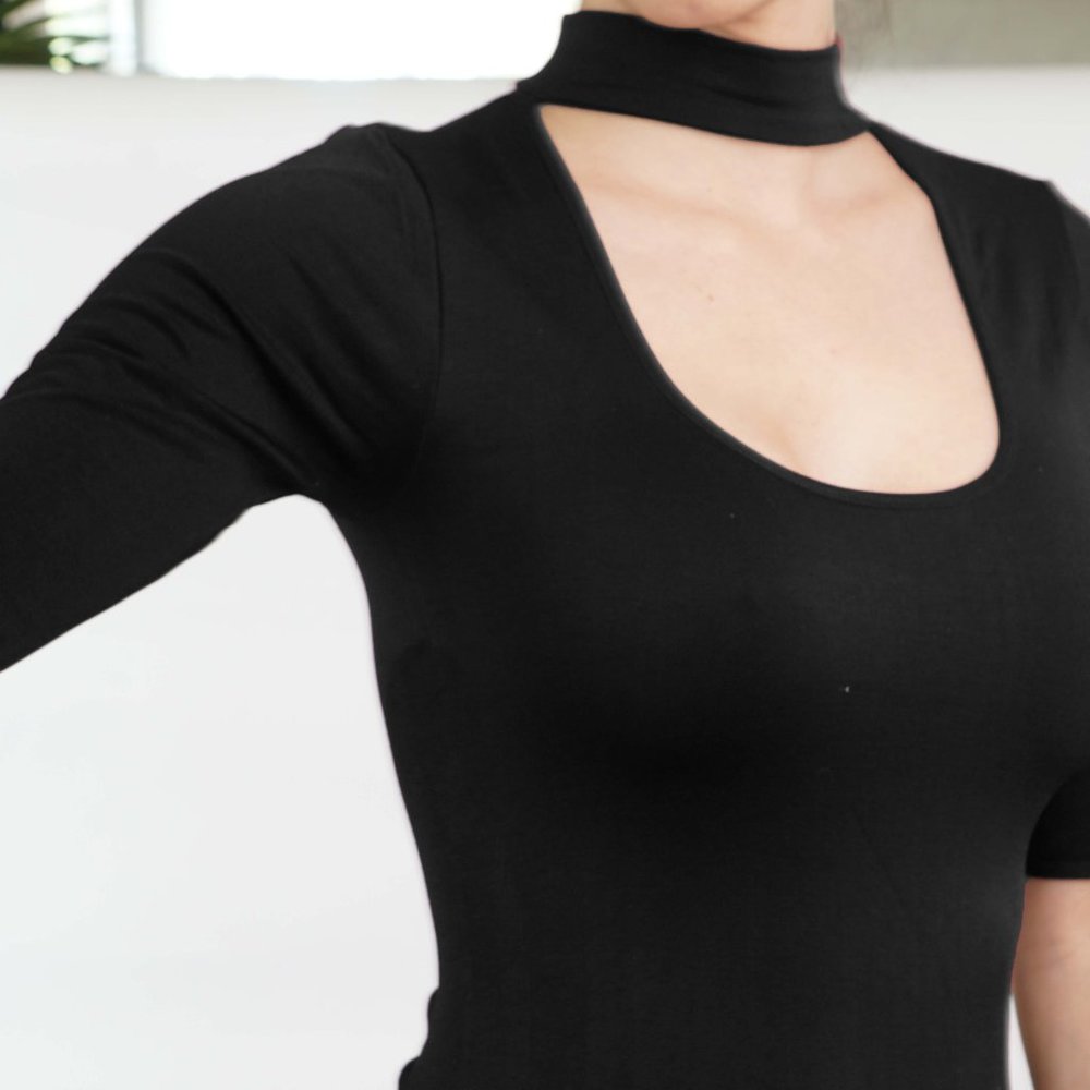 Bodysuit short sleeve U-Neck Choker - Picture 3 of 3